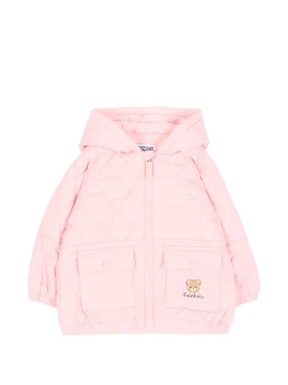 Стеганая куртка с капюшоном Moschino Kids, розовый