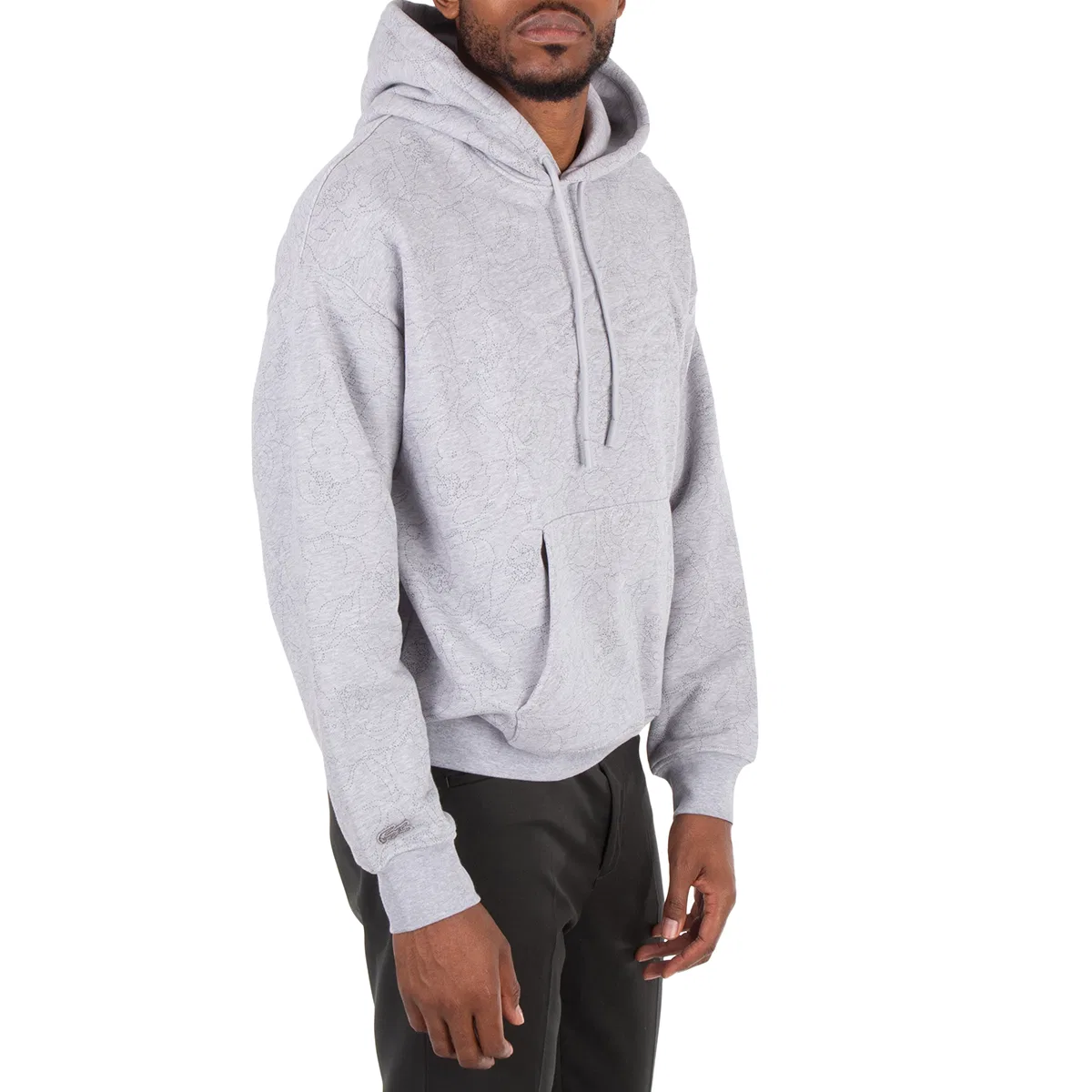 Худи свободного кроя с цветочным принтом Relaxed Fit Floral Print Cotton Hoodie Lacoste, Silver Chine — фото 2