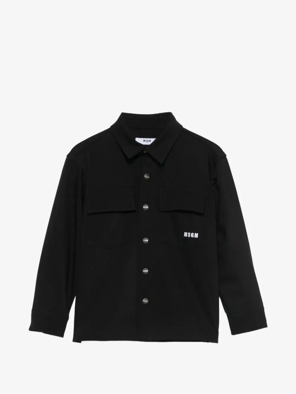 Рубашка на пуговицах с вышивкой логотипа MSGM Kids, черный