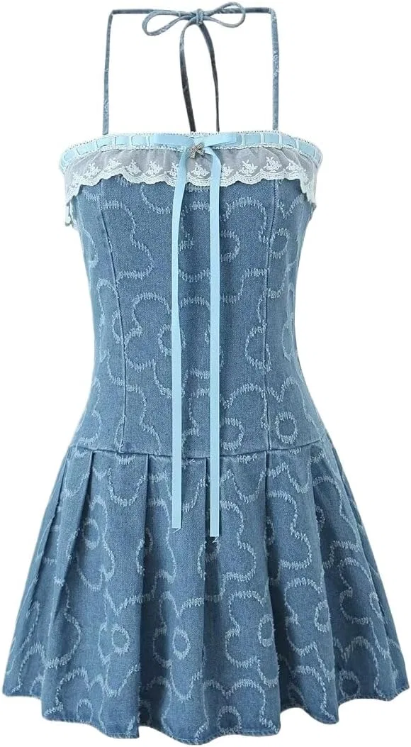 Женское летнее платье с цветочным принтом A-line, Blue