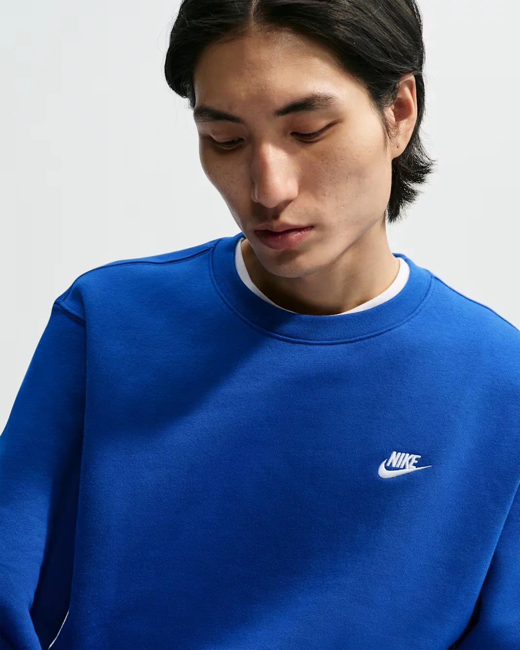 Мужская флисовая футболка с круглым вырезом Nike Club, Old Royal/White — фото 3