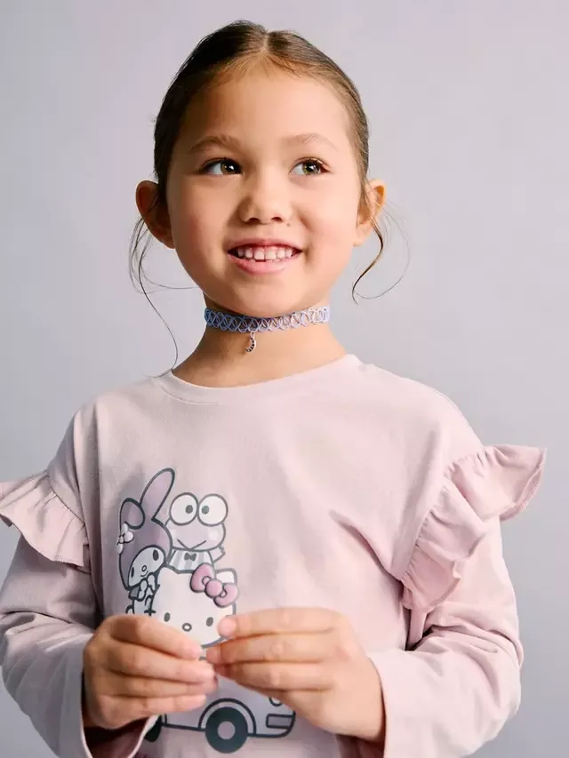 Детская футболка с длинными рукавами Hello Kitty, розовая Mango