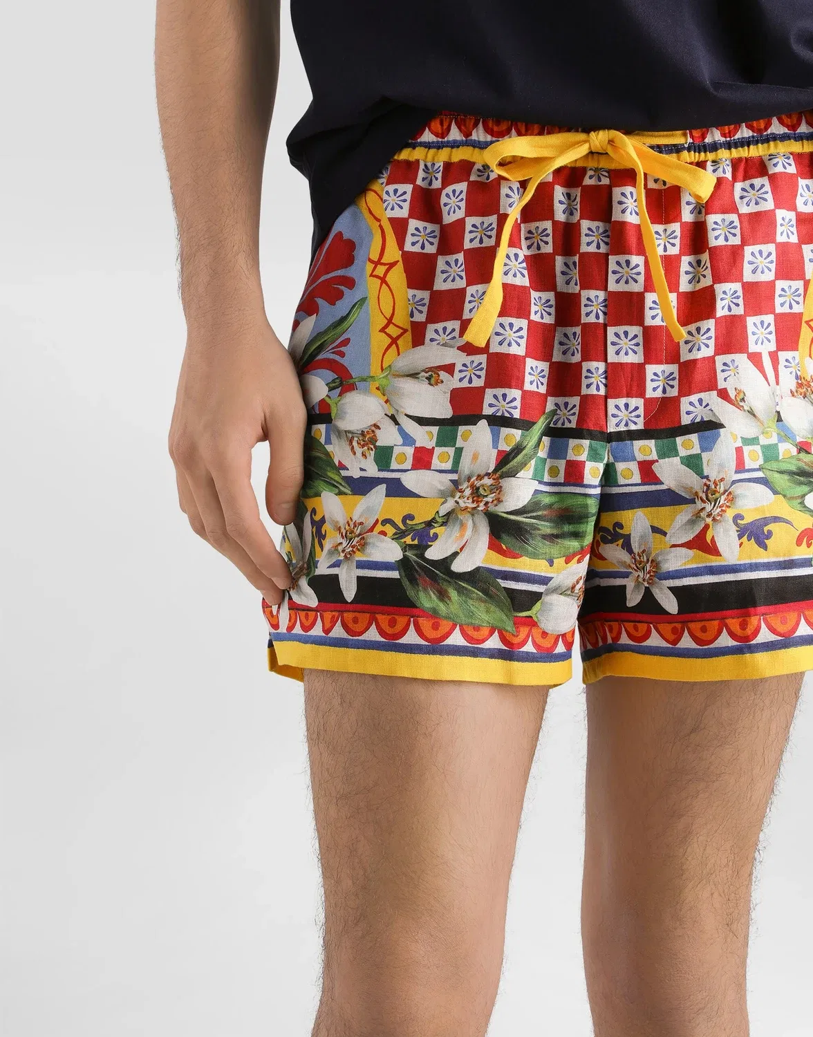 Бермуды из льна с принтом Carretto Dolce & Gabbana, мультиколор — фото 2