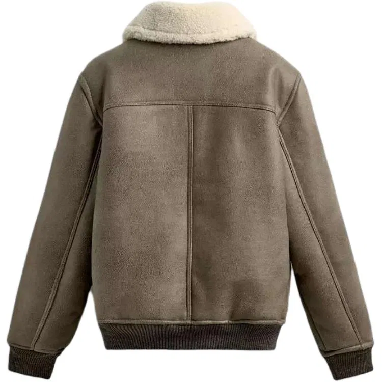 Мужская куртка с лацканами Khaki ZARA, Хаки — фото 3
