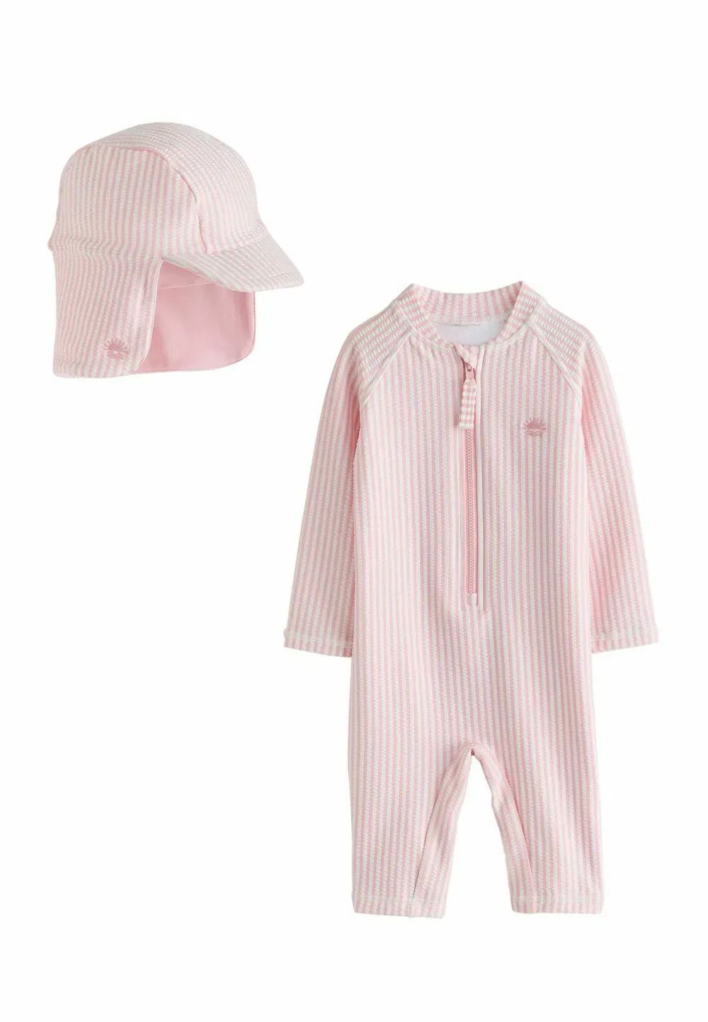 Стандартный крой - комплект из полосатого купальника и шляпки - купальник Next, Pink