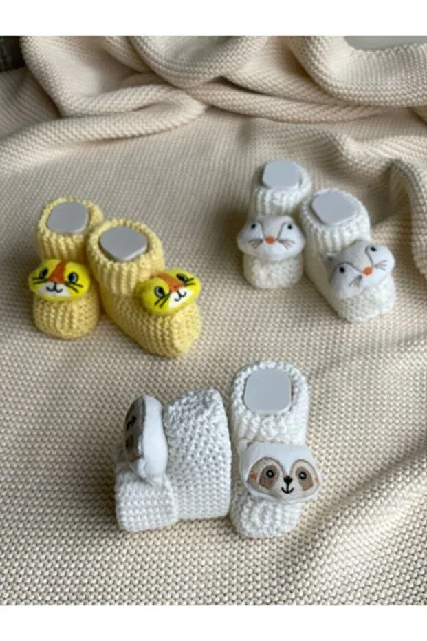 Детские носки для новорожденных вязаные с игрушкой Myluni, Cream — фото 3