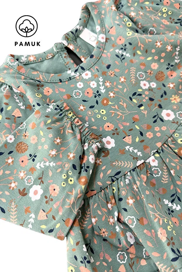 Детское платье для девочек с длинным рукавом Difa Kids, Dark Green — фото 3
