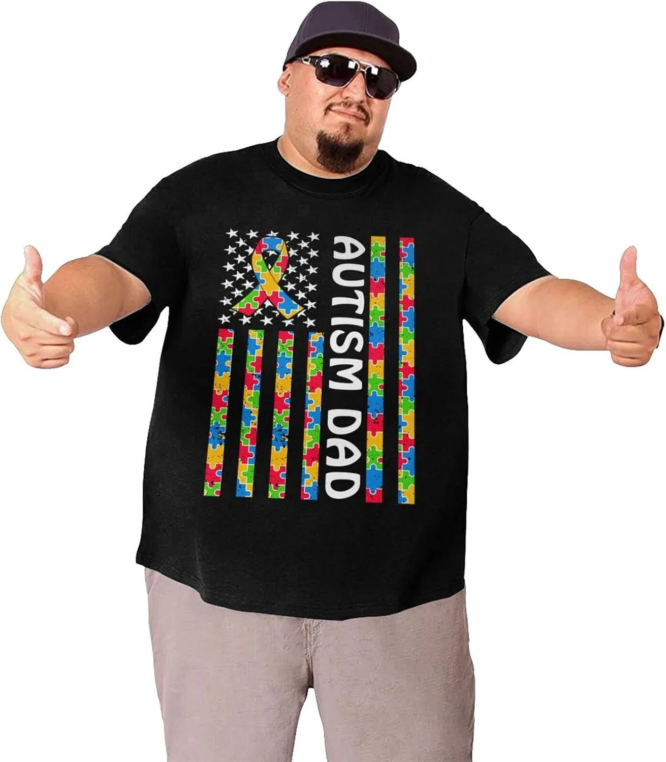 Мужская футболка с графическим принтом Regular Fit, Autism Awareness Proud Autism Dad — фото 3