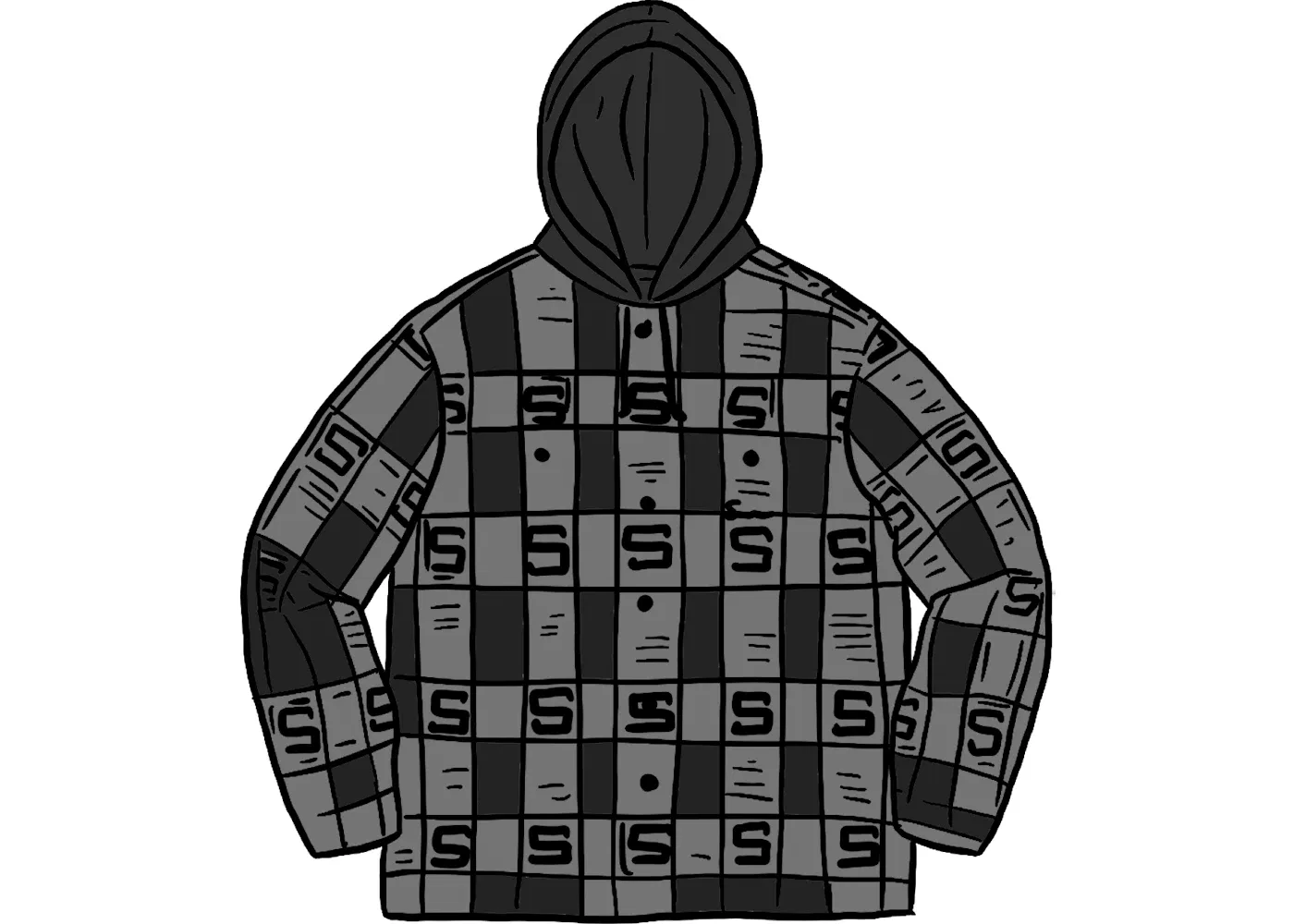 Мужская рубашка с капюшоном в клетку Shadow Plaid Supreme, цвет Dusty Black
