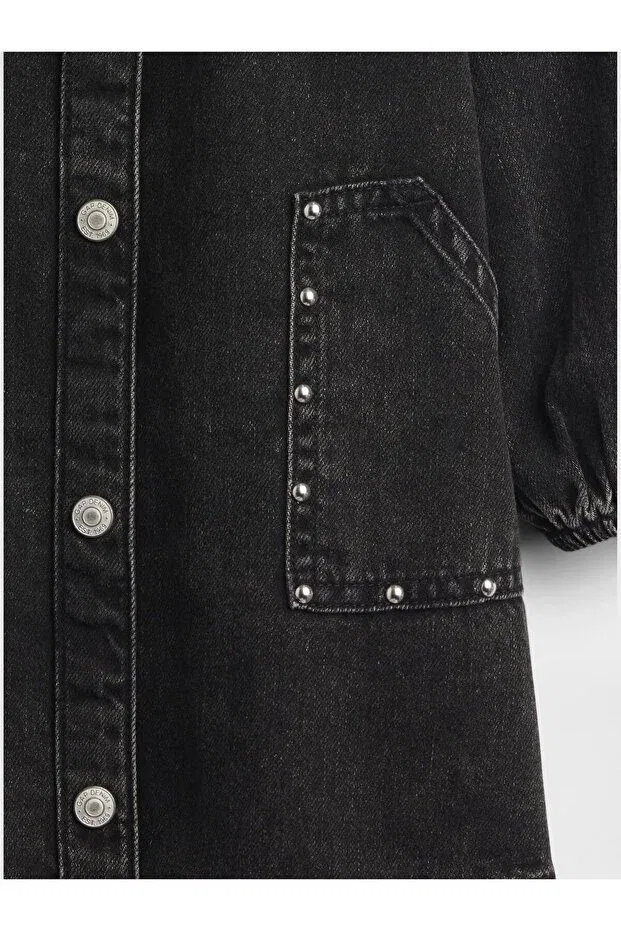 Детское платье для девочек джинсовое с карманами Gap, Black-000 — фото 2