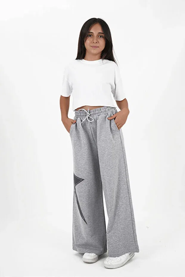 Детские брюки для девочек с вышивкой Jogger Pants Haykids, Gray — фото 3