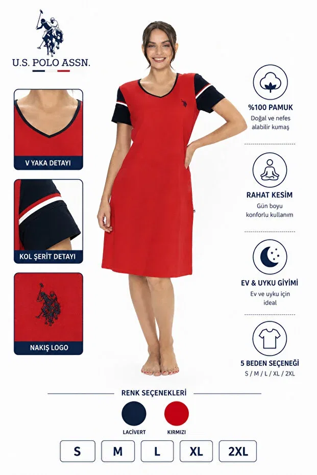 Женская ночная рубашка с коротким рукавом U.S. Polo Assn., Unspecified