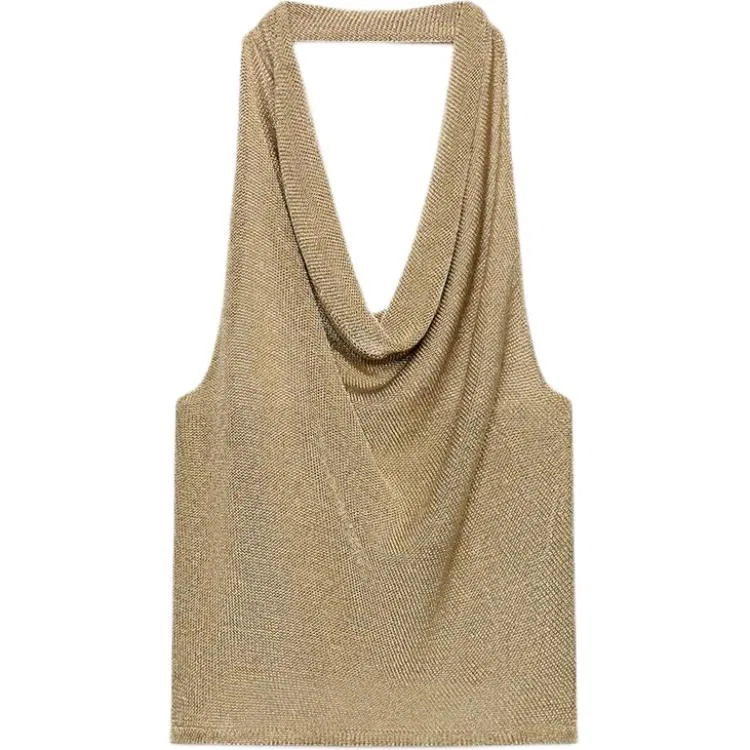 Женский топ без рукавов с завязкой на шее Gold ZARA, Gold