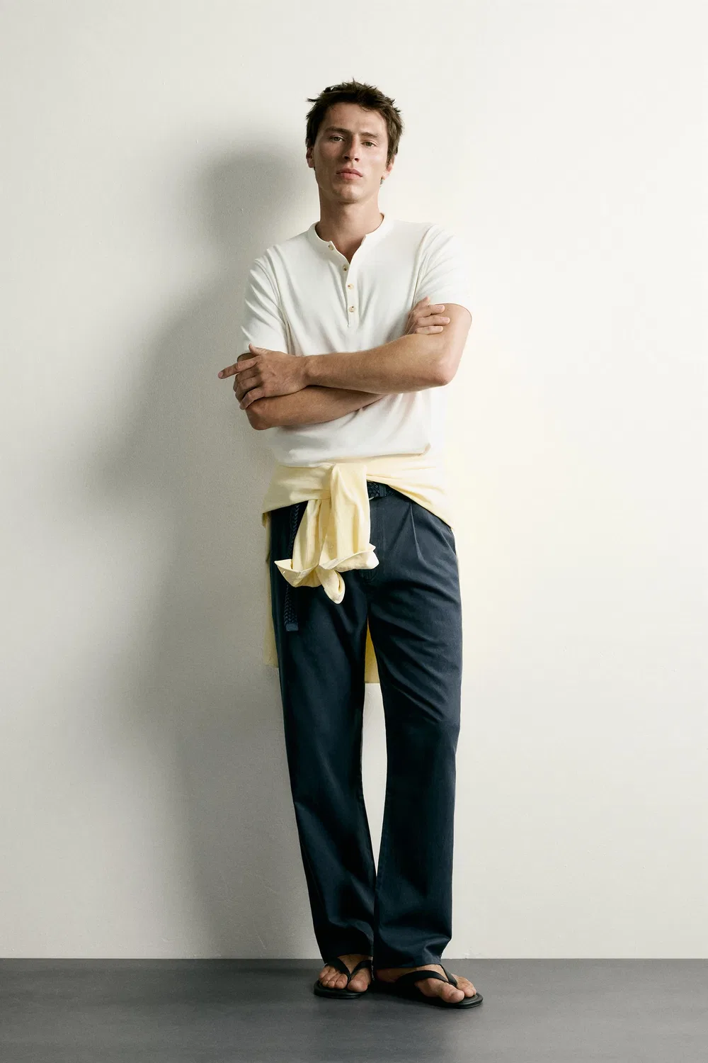 Футболка Henley стандартного кроя ZARA, Oyster-white