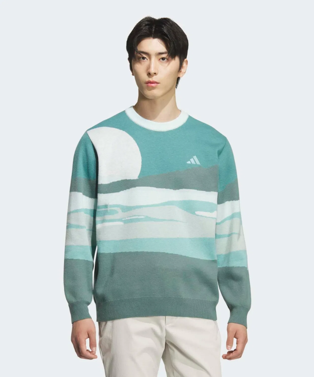 Мужской свитер с графическим принтом, с длинным рукавомAdidas Golf, Mint