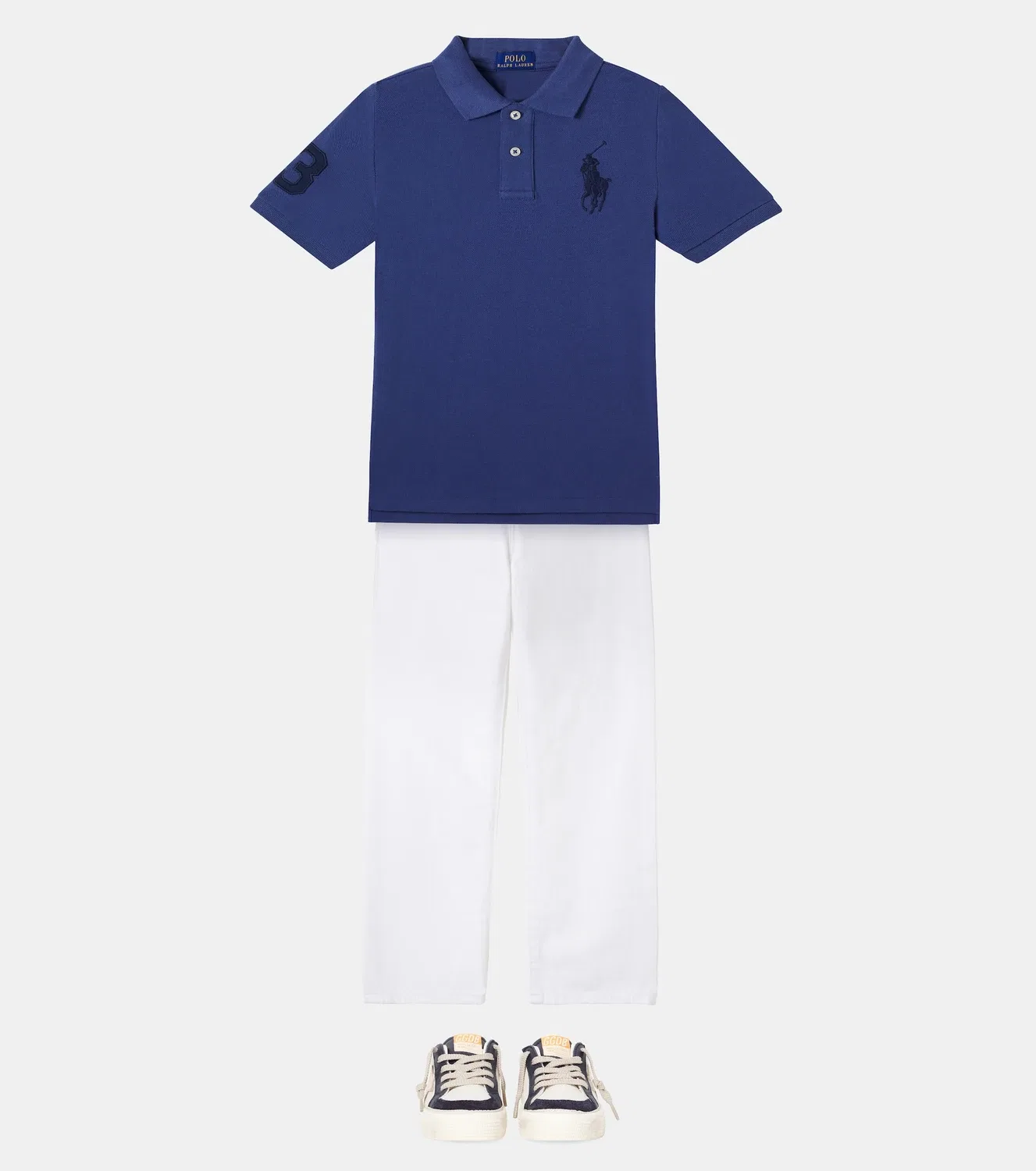 Поло из пике с воротником поло Polo Ralph Lauren Kids, синий — фото 2