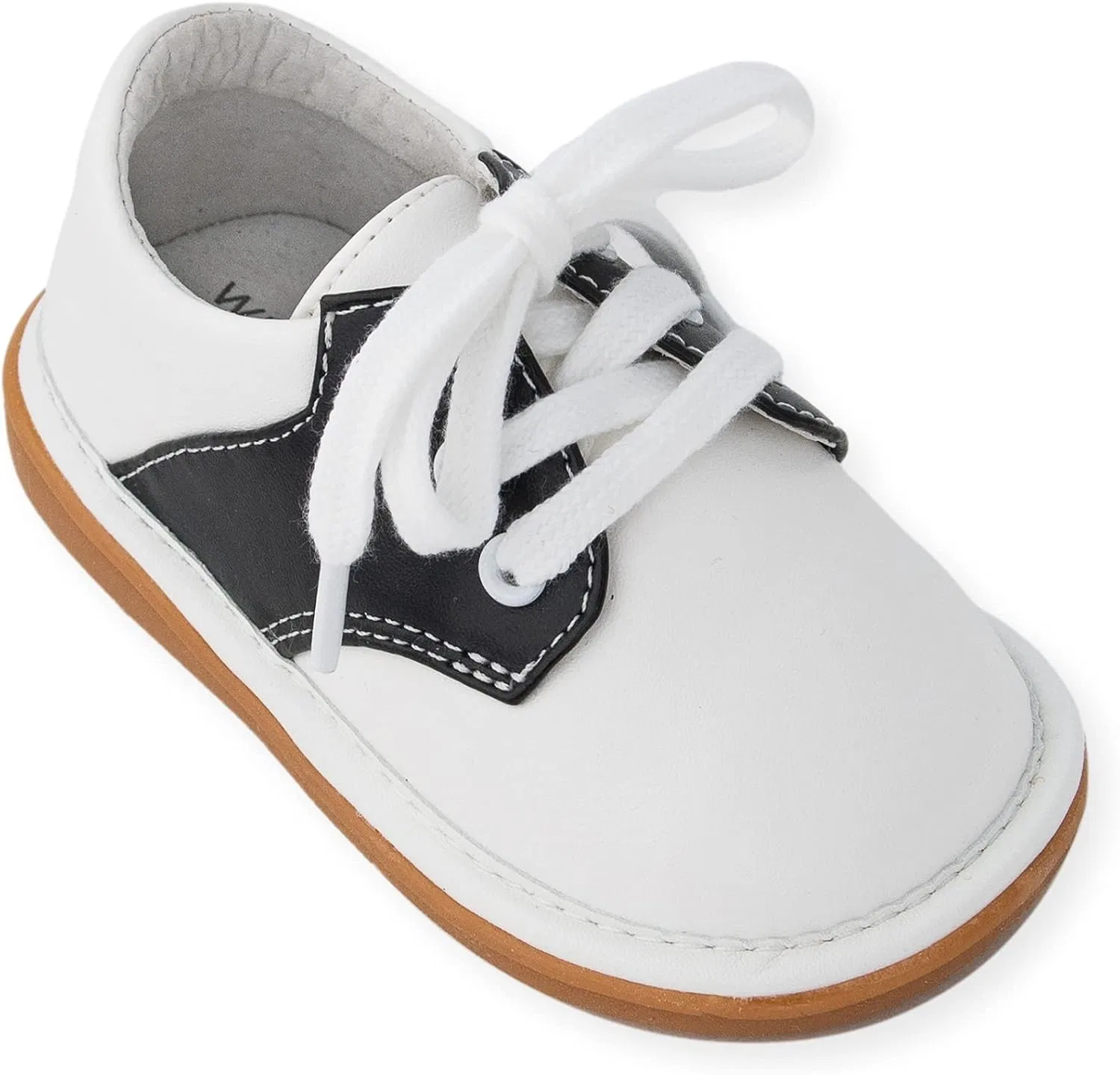 Детские туфли оксфорды со съемным пищалкой Wee Squeak, Saddle Oxford Black