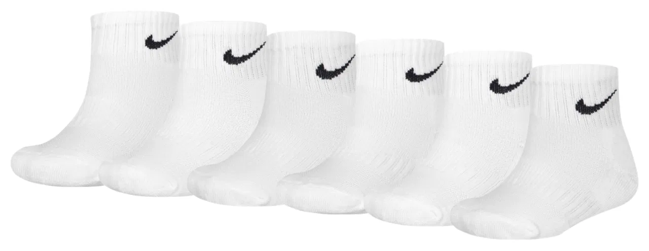 Детские носки для мальчиков, с поддержкой свода стопы, комплект из 6 пар, Nike, Black/White