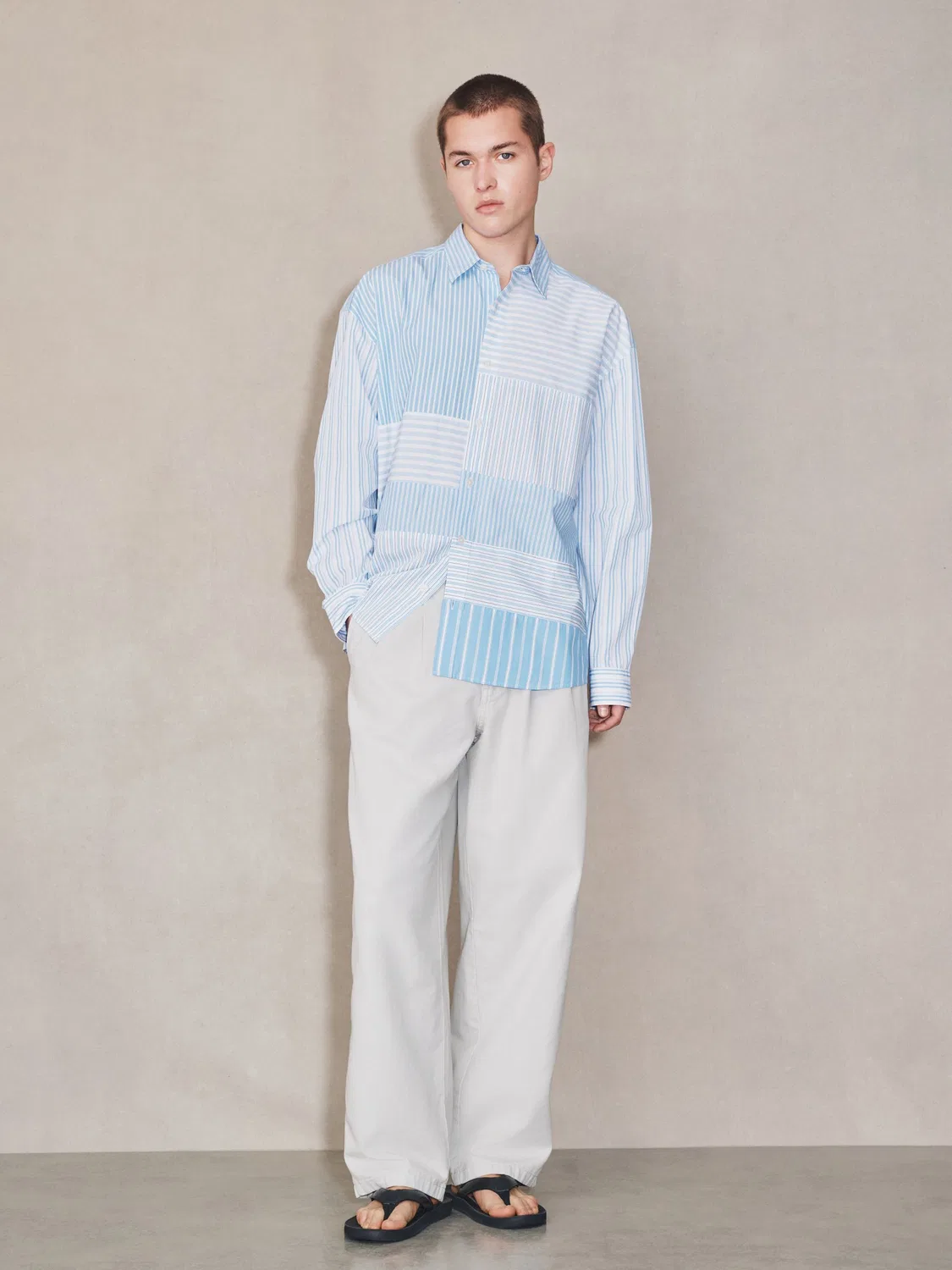Рубашка с панельным принтом Blue Panel Stripe Shirt Next, синий — фото 2