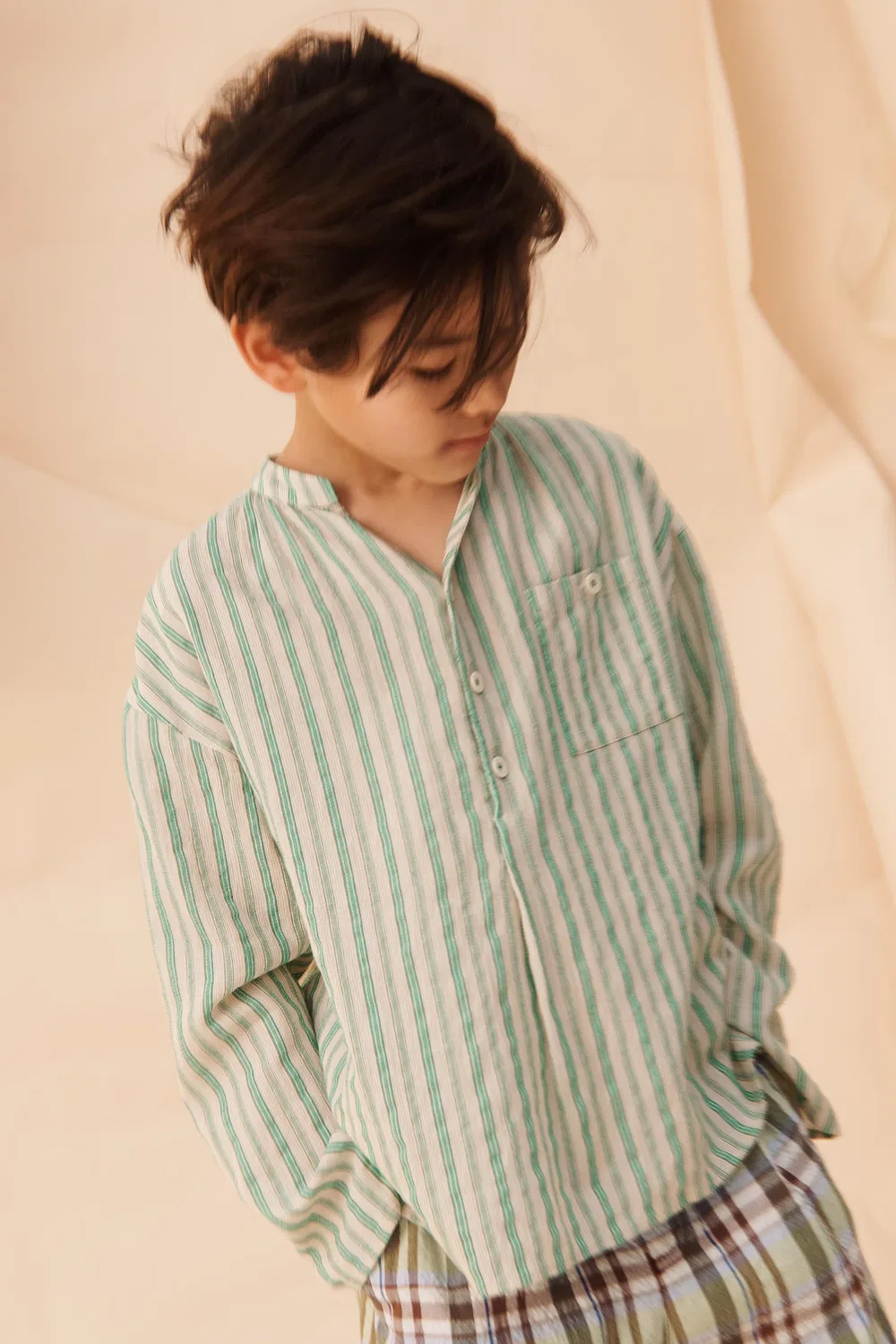 Рубашка в полоску с карманом, лимитированная серия ZARA, Green Stripe — фото 4