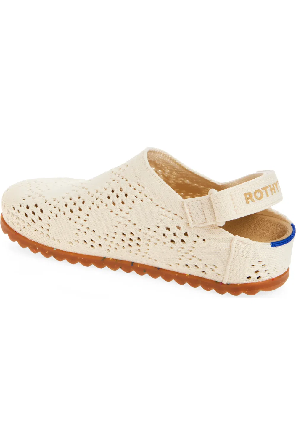 Детские сабо на ремешке из трикотажа The Kids' Clog Rothy's, White Crochet — фото 2