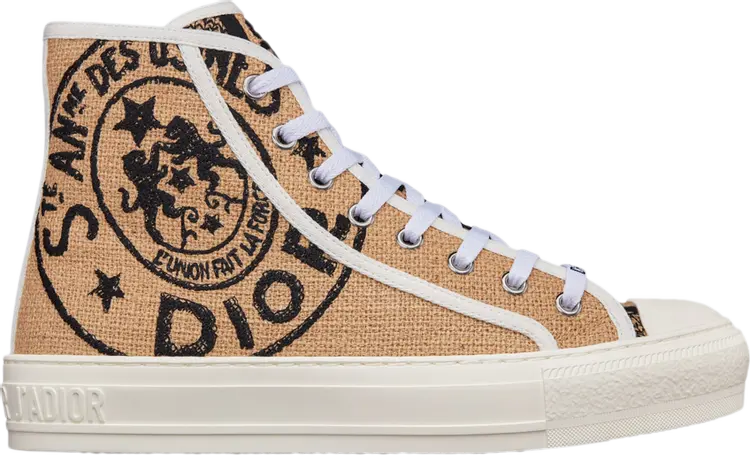 Кроссовки Dior Wmns WalkNDior High Union Print - Raw Beige, коричневый