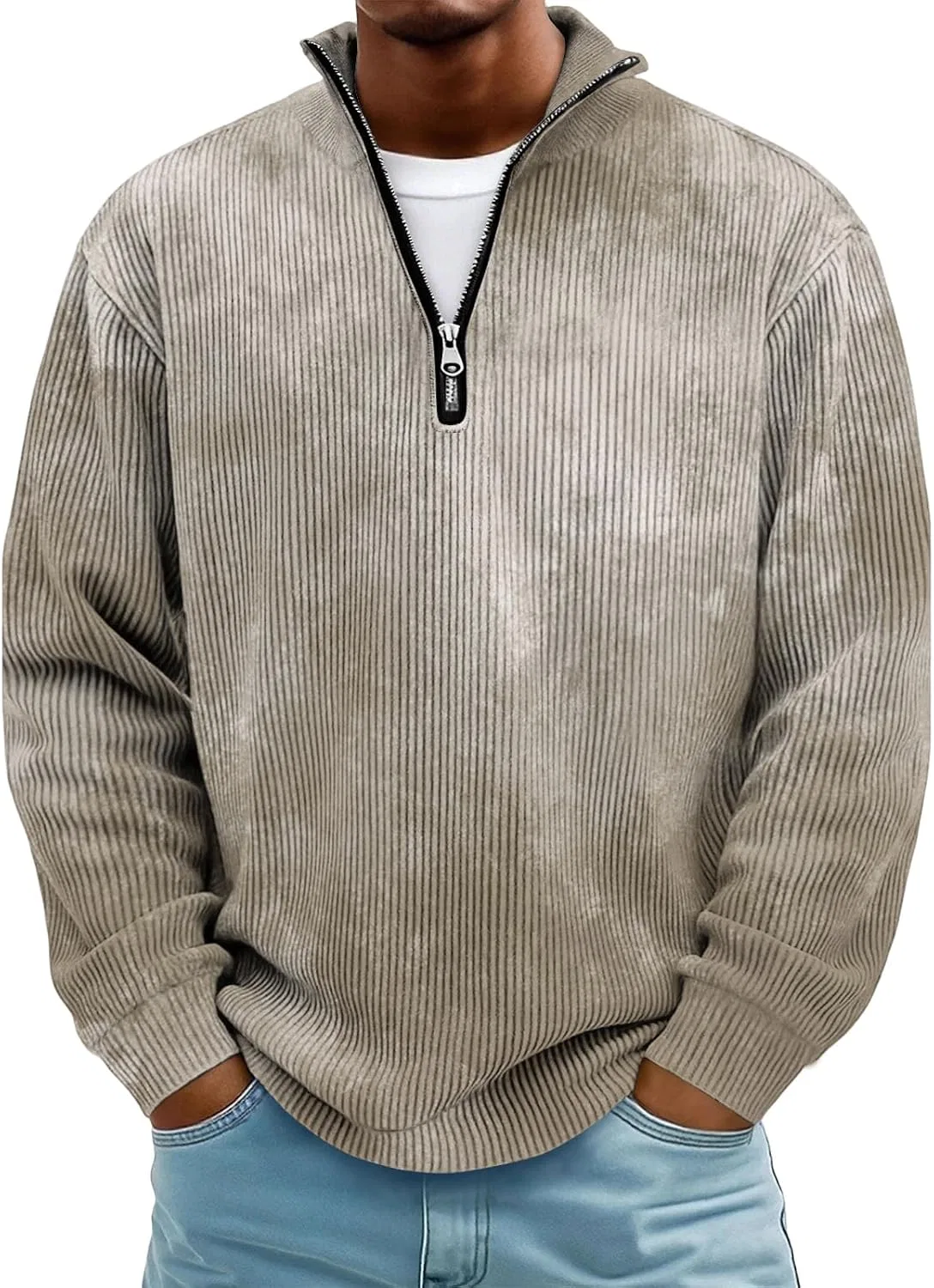 Мужская футболка с длинным рукавом хенли Regular Fit, Khaki — фото 2