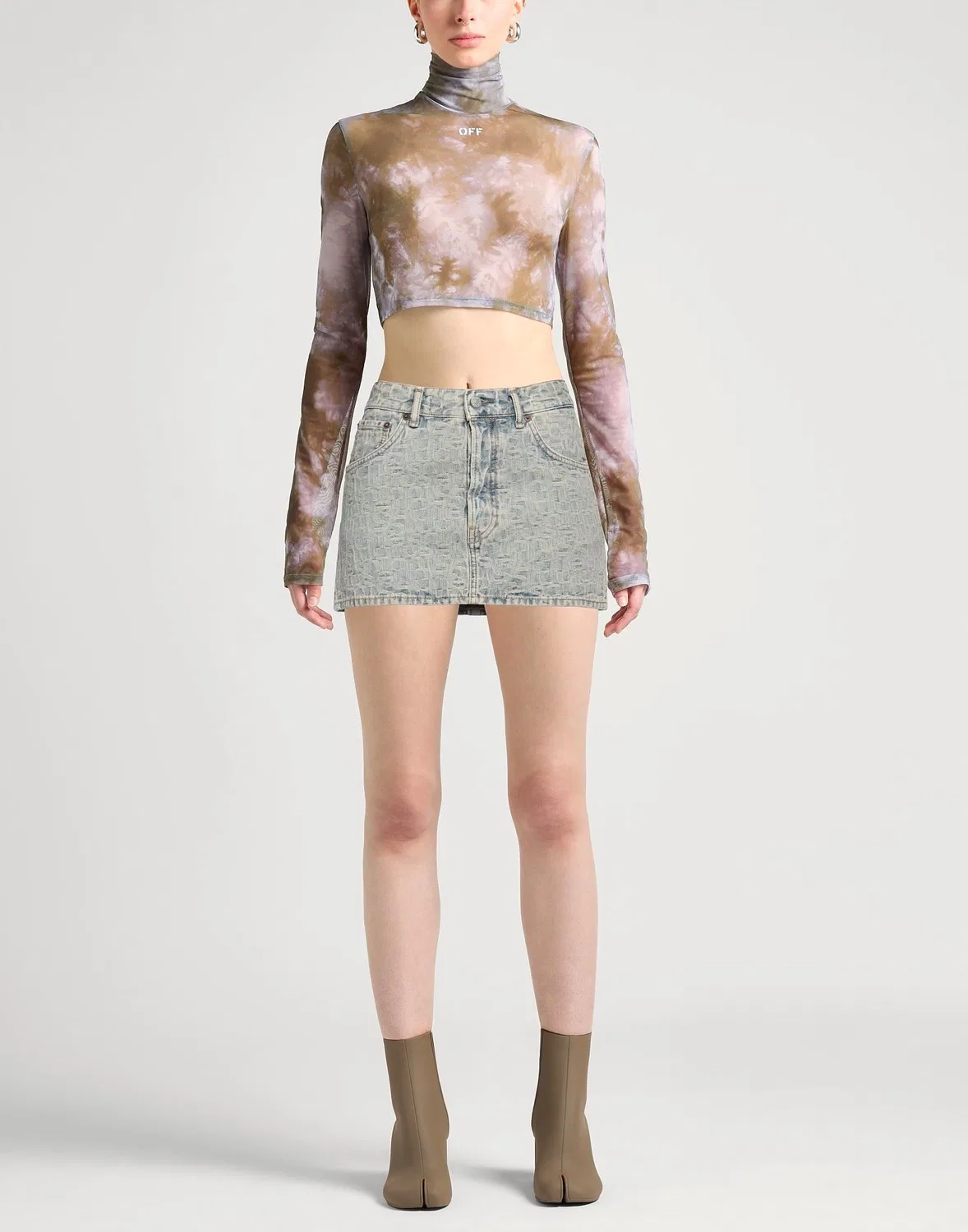 Женская юбка-трапеция джинсовая средней посадки Acne Studios, синий — фото 2
