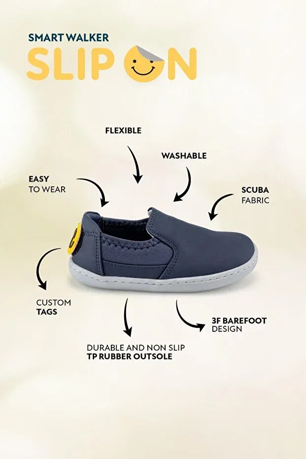 Детские туфли для девочек без каблука Smart walker slip-on shoes Hopfrög, Super Matte Navy Blue — фото 3