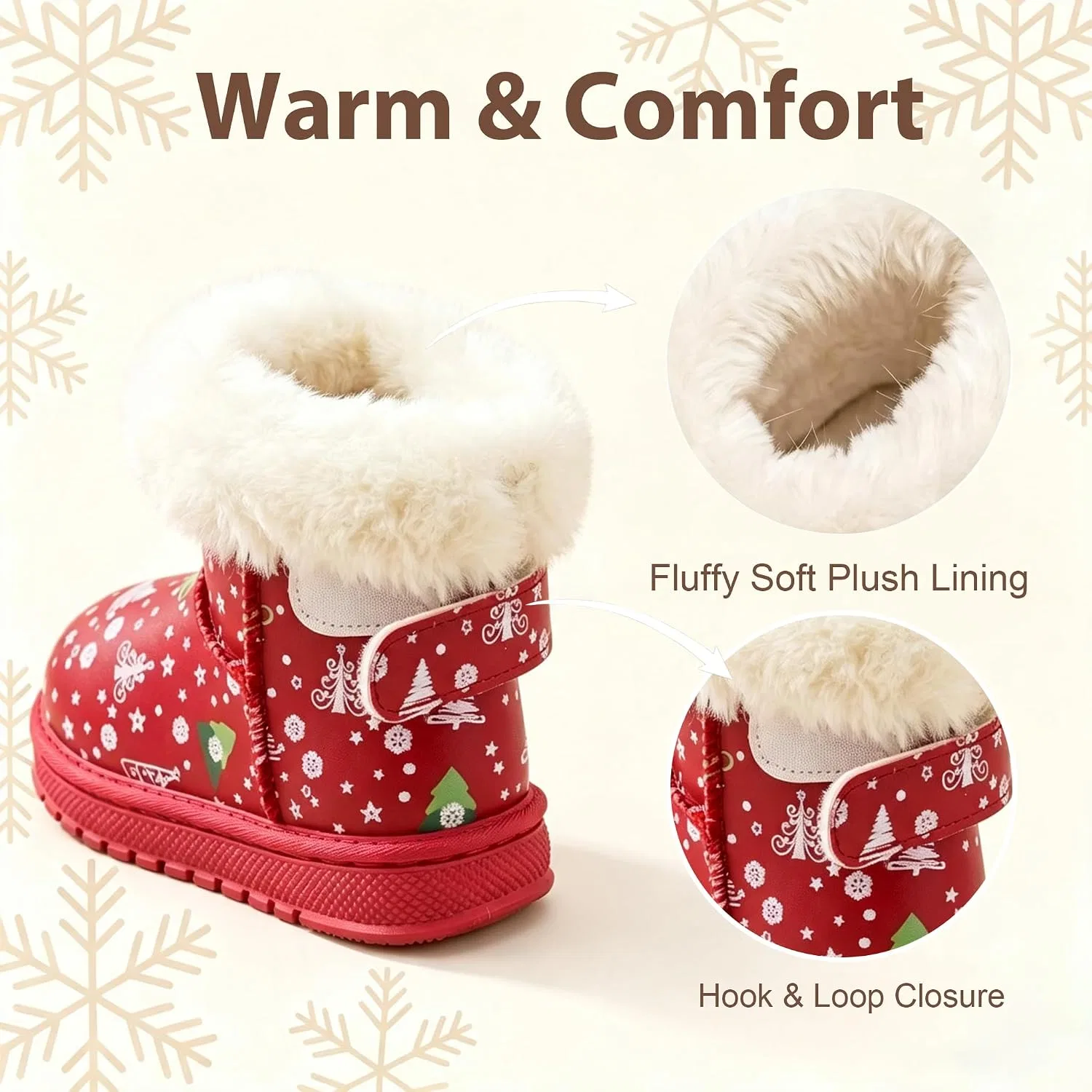 Детские сапоги для девочек с принтом Unicorn Christmas Winter Boot Sugmzox, Red Christmas — фото 4