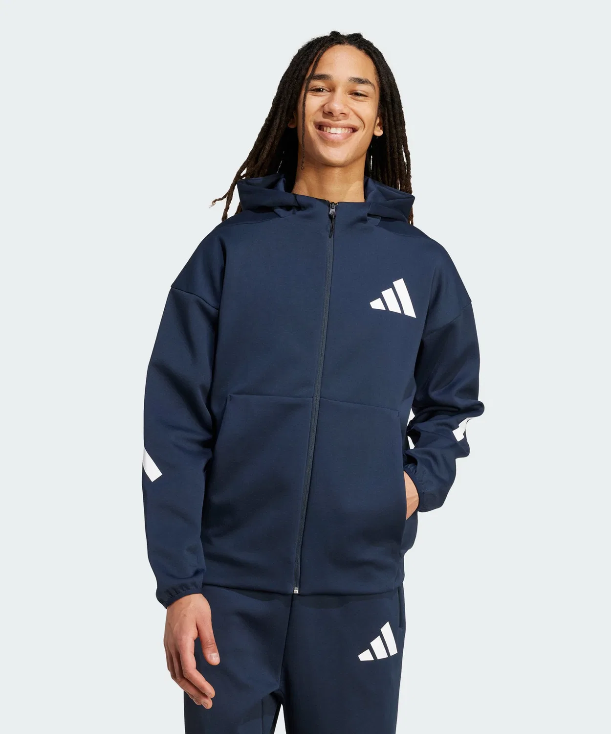 Мужской худи с длинным рукавомZ.N.E. Full Zip Adidas, Blue — фото 4