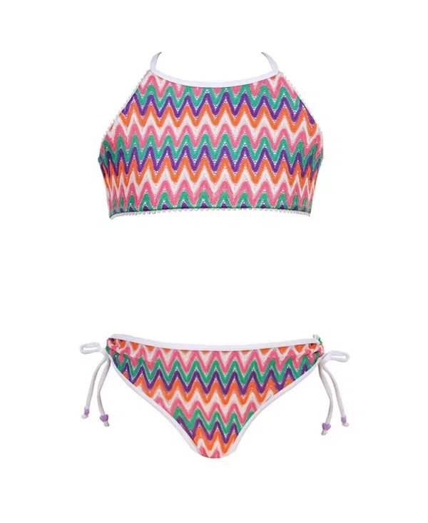 Детский купальник для девочек с принтом Zig-Zag Knit Nessi Byrd, мультиколор