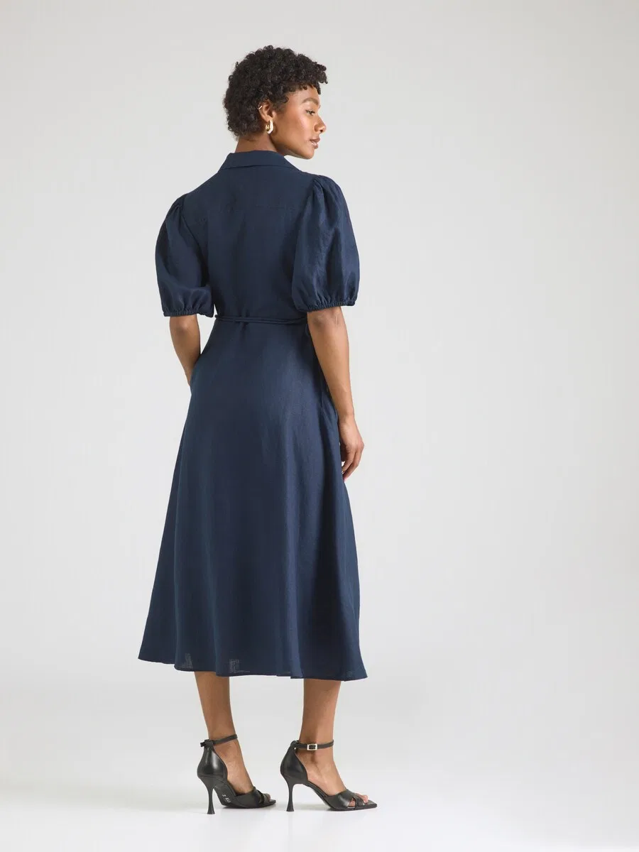 Платье TOMMY HILFIGER 'Pure Relaxed Midi Wrap' темно-синего цвета — фото 4