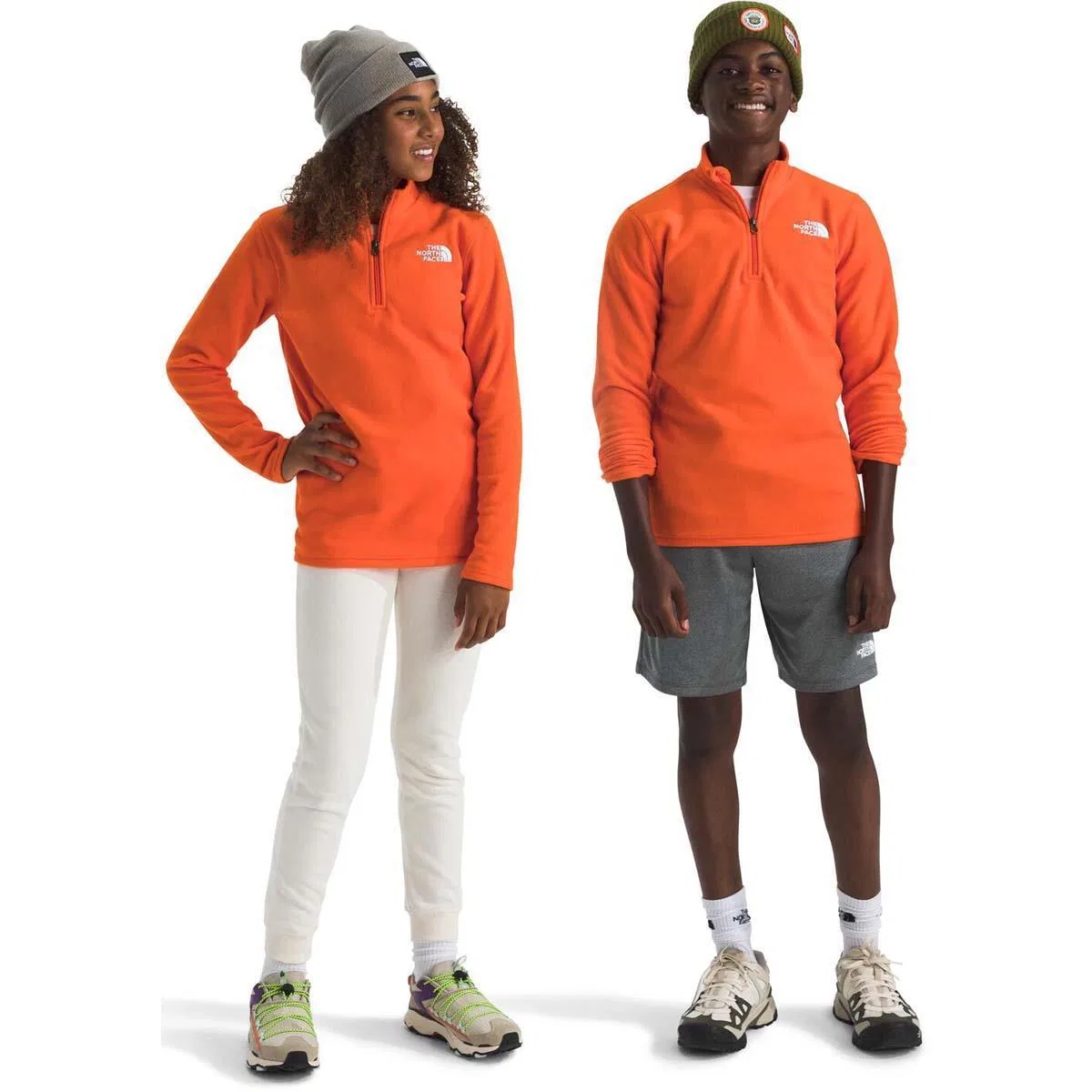 Свитшот с воротником-стойкой и четверть-молнией The North Face Teen Glacier, TNF Orange — фото 2