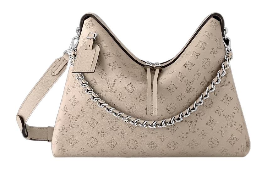 

HAND IT ALL Кожаная сумка через плечо среднего размера для женщин Галька серая LOUIS VUITTON