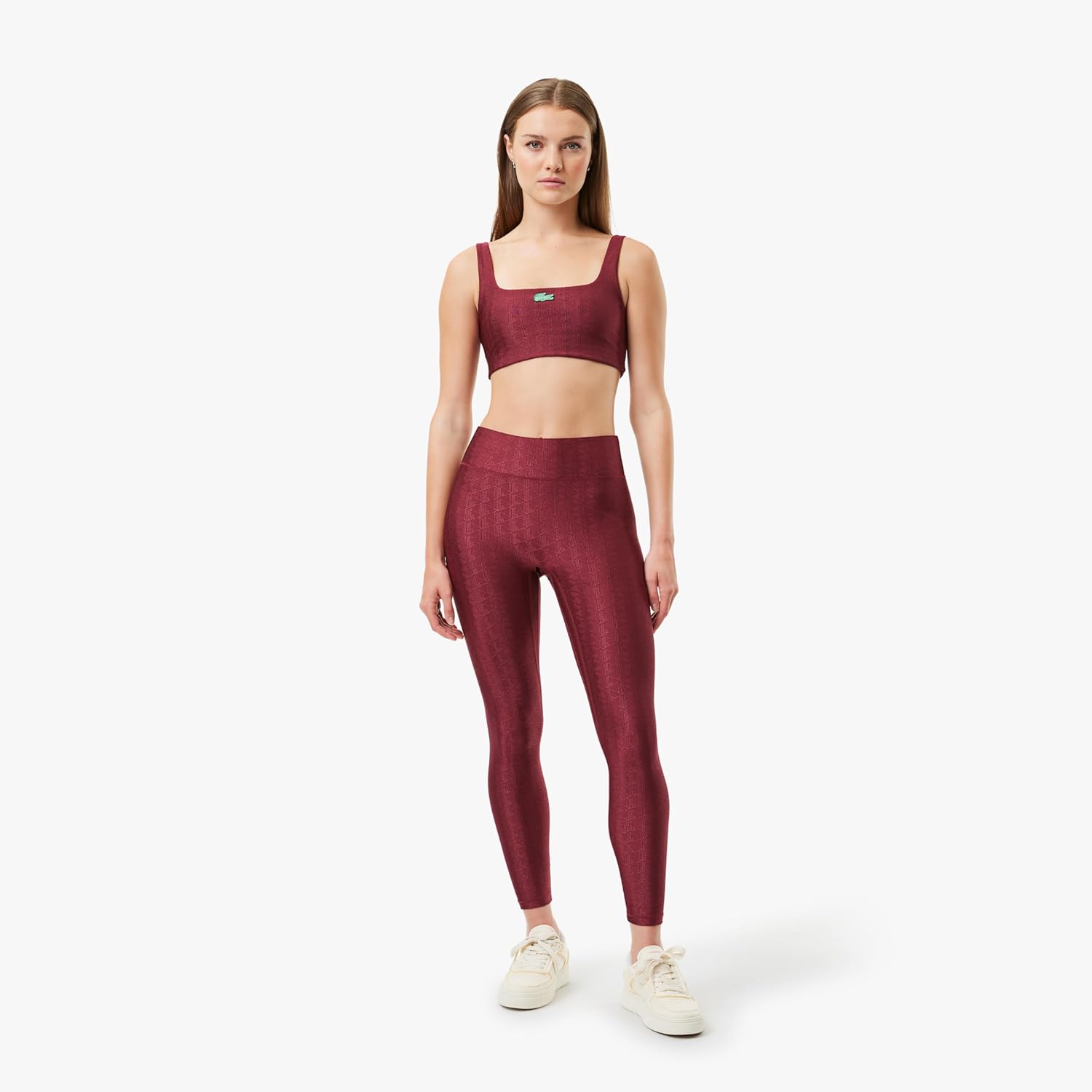 Леггинсы Lacoste x Bandier Bordeaux с монограммным принтом — фото 2