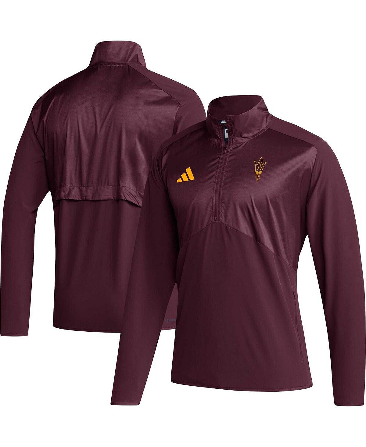 

Мужская темно-бордовая куртка Arizona State Sun Devils Sideline AEROREADY с рукавами реглан и молнией четверти adidas, Красный, Мужская темно-бордовая куртка Arizona State Sun Devils Sideline AEROREADY с рукавами реглан и молнией четверти adidas