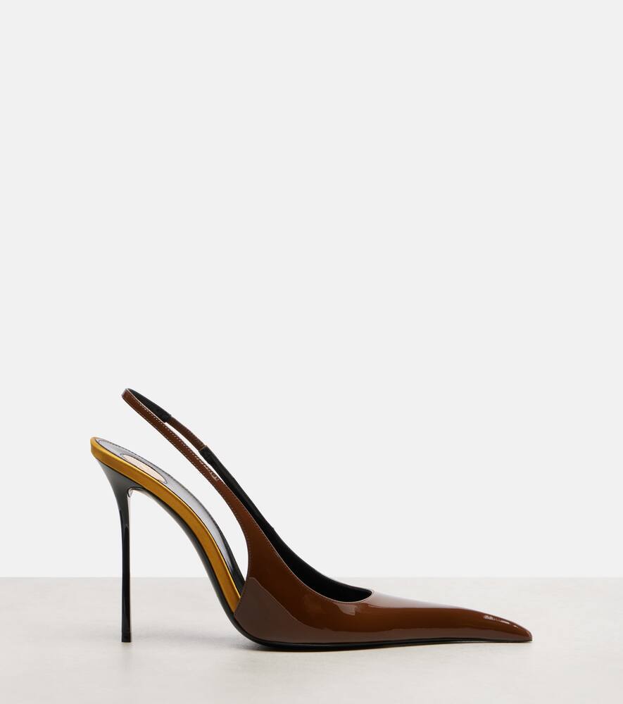 Туфли-лодочки Amalia 110 из лаковой кожи на ремешке Saint Laurent, Burnished Wood/Light — фото 4