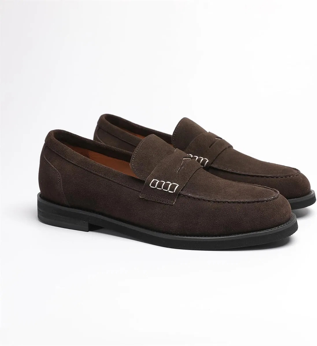 Лоферы из натуральной кожи мужские, повседневные, Penny Loafers, темно-коричневый (замша) FIAVOM — фото 2