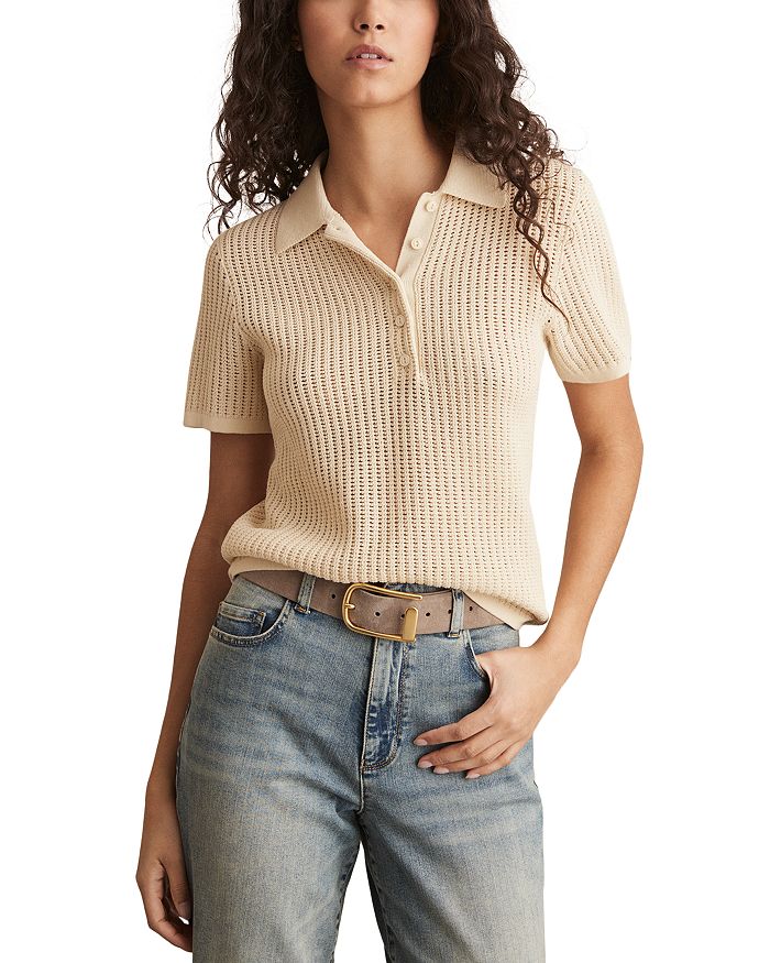 

Поло Evi Stitch REISS, слоновая кость/кремовый