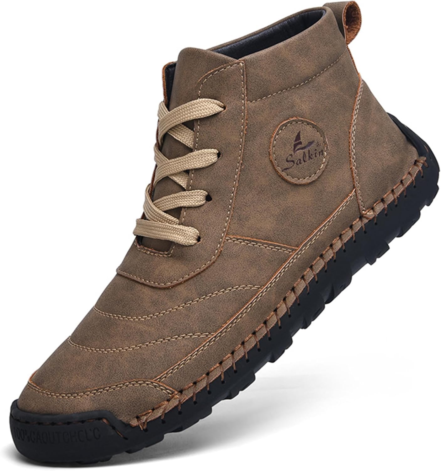 

Мужские повседневные высокие кожаные ботинки DEVILEYEZE, ручной работы, модные, на шнуровке, с нескользящей подошвой, для улицы, удобные, ретро, для ходьбы и вождения, ботильоны Чукка, хаки