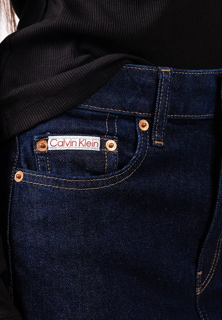 Джинсы клеш, высокая посадка, укороченные, Calvin Klein Jeans, синий — фото 3