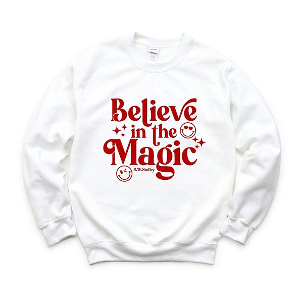 

SWSmiley believe in magic sparkle - женский графический свитшот Simply Sage Market, White