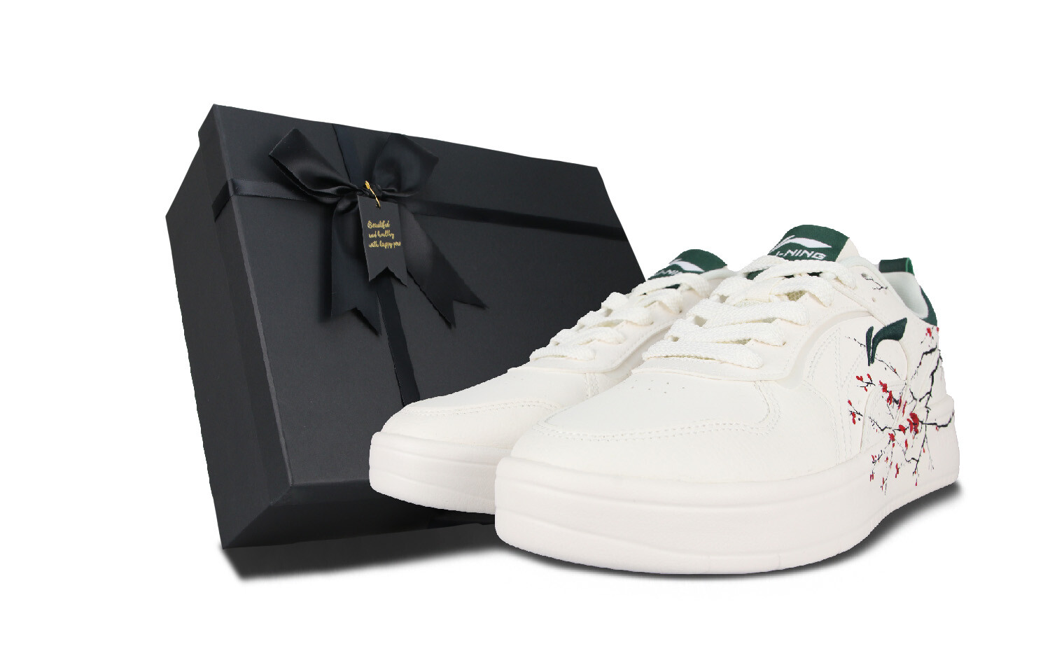 

Кроссовки LiNing Skateboarding Shoes Men Low-top Black/Green/Red, белый