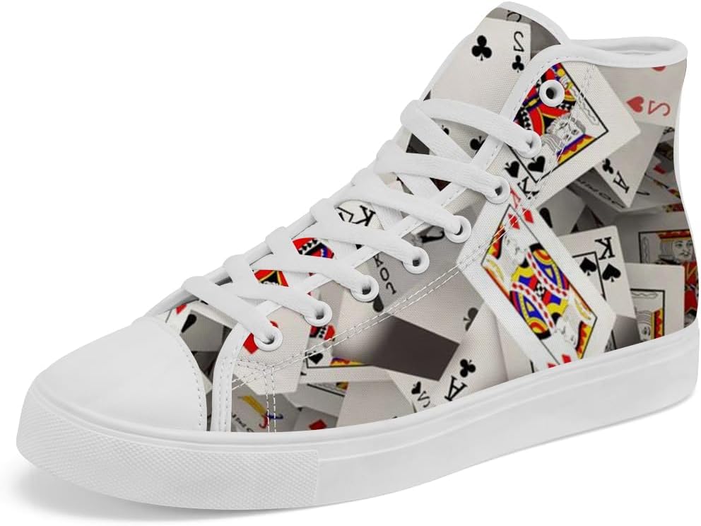 

Кеды на высокой подошве chebing Poker для мужчин и женщин, с рисунком игральных карт, шнуровка, повседневная обувь, подарок для папы и мамы, черный