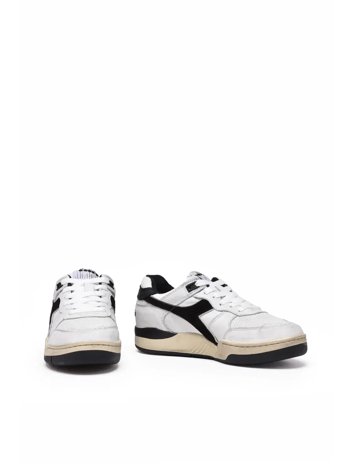 DIADORA HERITAGE Белые кожаные кроссовки B.560 с черной отделкой — фото 2