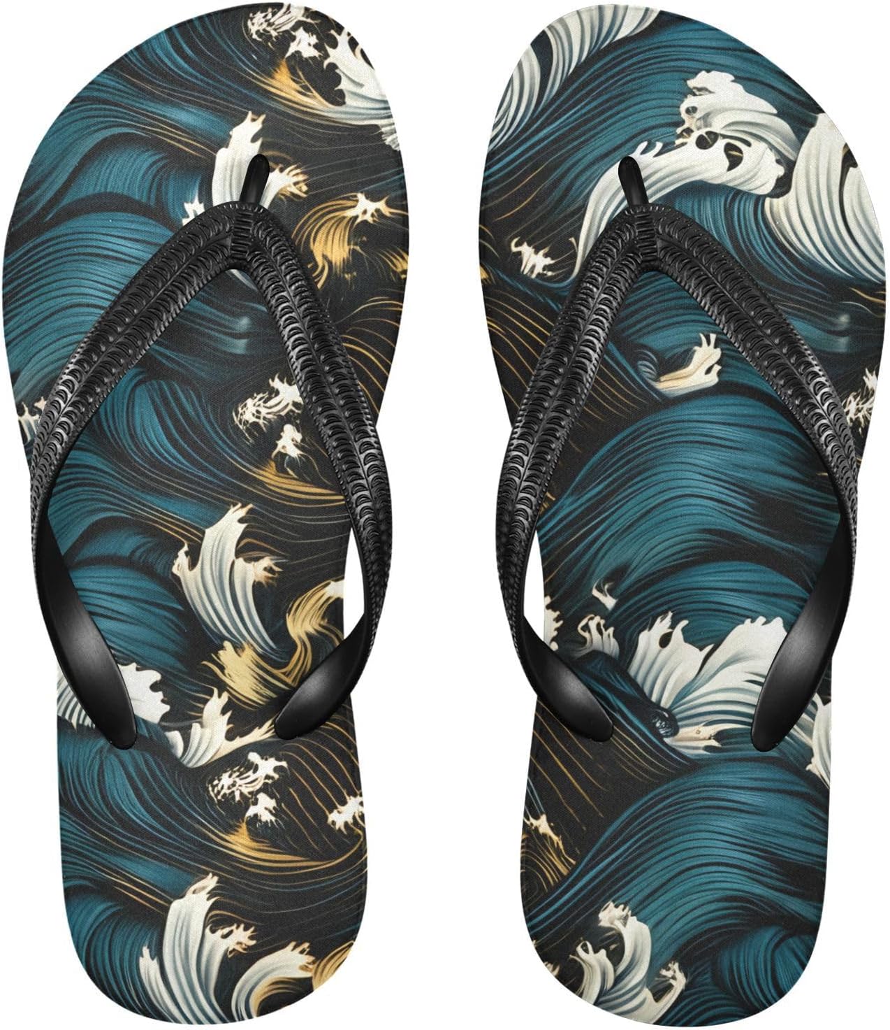 

Вьетнамки Wave Golden Line Teal, пляжные шлепанцы, резиновые, противоскользящие, летние, для женщин и мужчин Sinestour