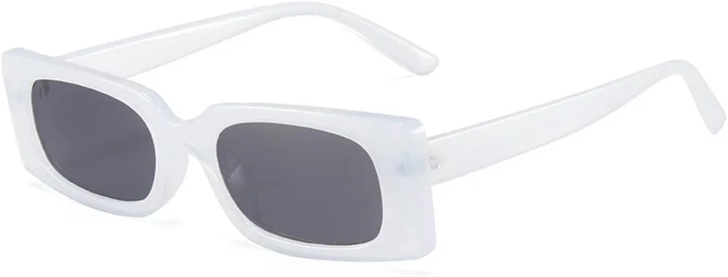 

Модные солнцезащитные очки конфетных цветов для женщин, ретро-очки прямоугольной формы, защита от УФ-излучения UV400 для мужчин TOIPASTN, Jelly White Gray