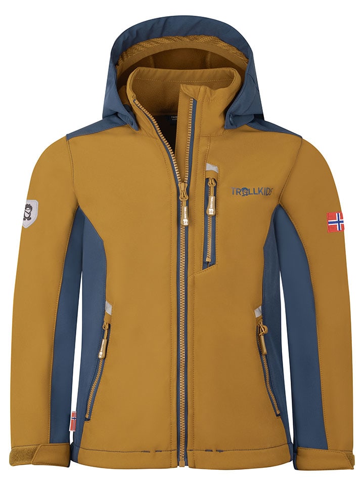 

Куртка софтшелл Balestrand светло-коричневого/синего цвета Trollkids