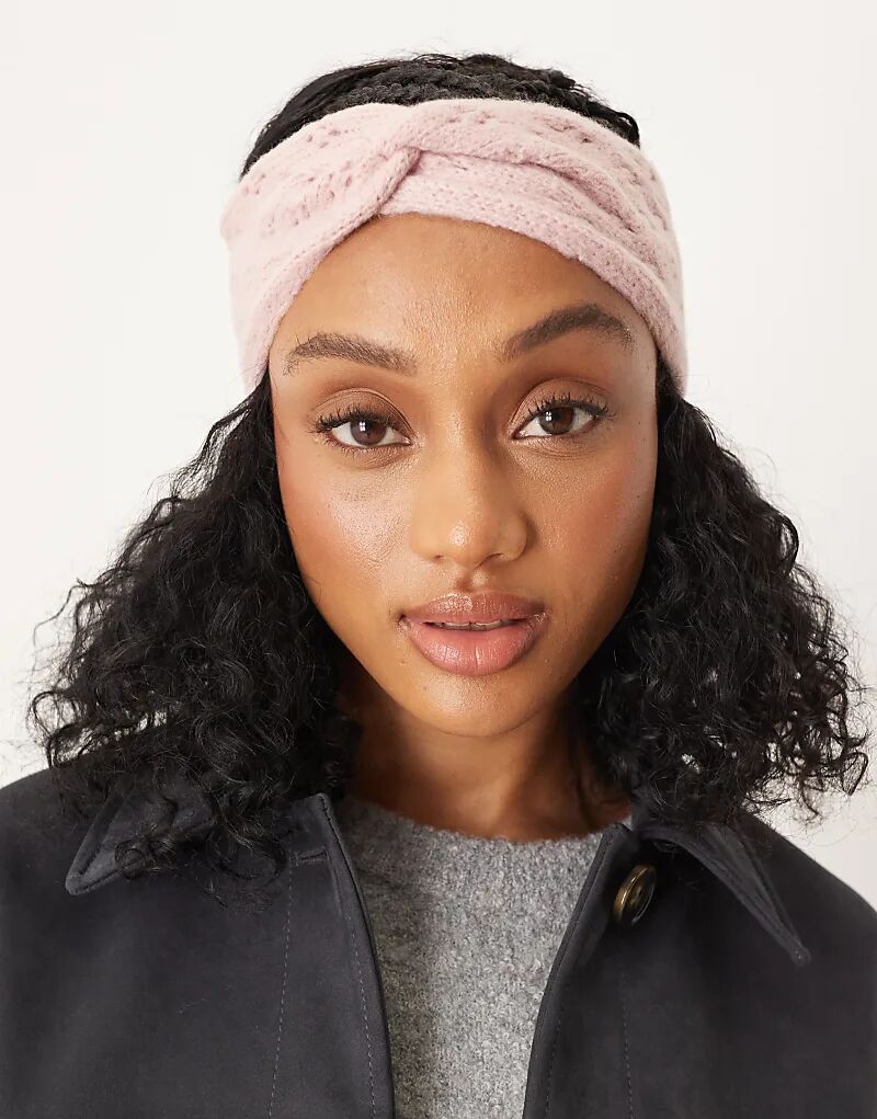 

Вязаная повязка на голову ASOS DESIGN розового цвета